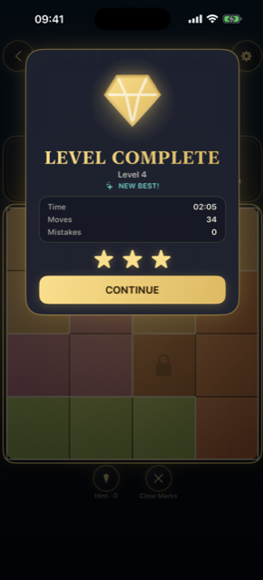 Diadoku level complete screen