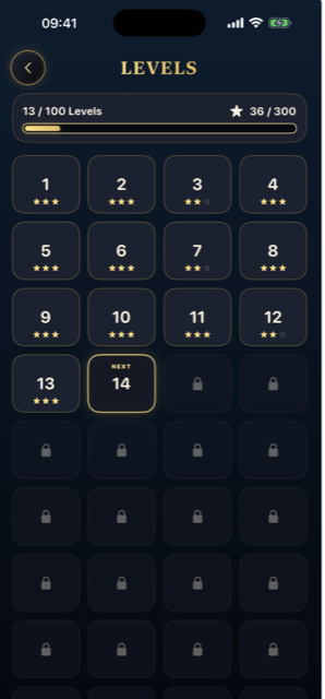 Diadoku level selection screen